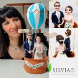 Cake topper sposi su mongolfiera