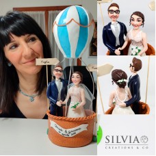 Cake topper sposi su mongolfiera