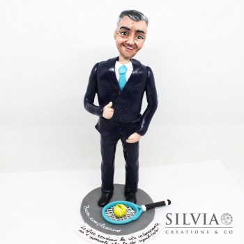Cake topper personalizzato con datore di lavoro appassionato di tennis