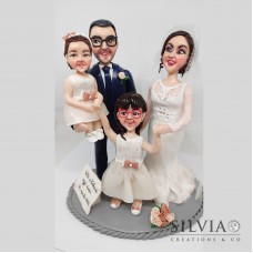 Cake topper nozze sposi con due figlie