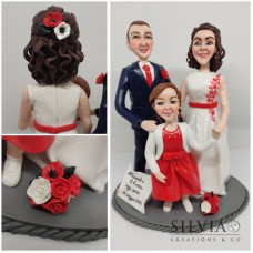Cake topper nozze sposi con una figlia
