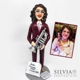 Cake topper per la laurea di una musicista con tromba Cake topper per la laurea di una musicista con tromba