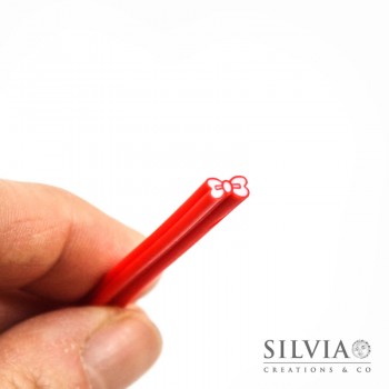 Canes in pasta polimerica a forma di fiocco rosso 5x50 mm
