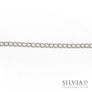 Catena ovale a torsione color rodio da 7x5 mm x 1m
