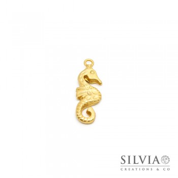 Charm a forma di cavalluccio marino oro opaco in zama 33x10 mm