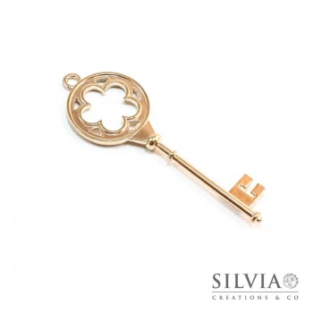 Charm a forma di chiave oro in zama 77x26 mm