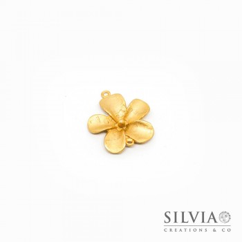 Charm link a forma di fiore oro opaco 25x30 mm