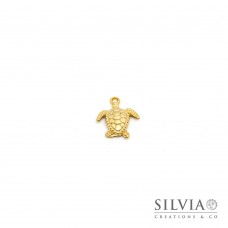 Charm a forma di tartaruga oro opaco in zama 18x15 mm