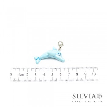 Charm delfino azzurro baby con moschettone