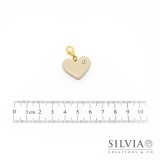 Charm cuore beige e strass con moschettone