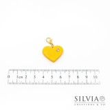 Charm cuore giallo e strass con moschettone