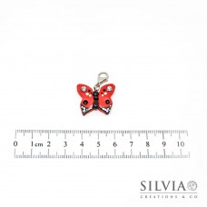 Charm farfalla rossa e nera con moschettone