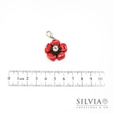 Charm fiore rosso  con moschettone