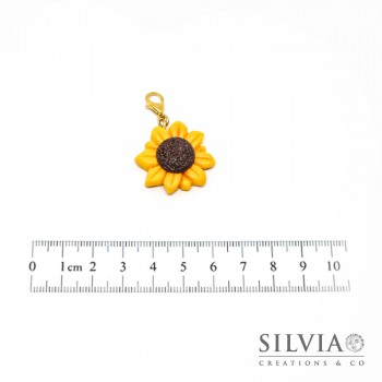 Charm girasole giallo con moschettone