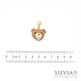 Charm muso orsetto caramello e beige con moschettone