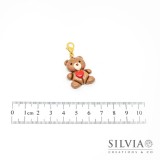 Charm orsetto cuore rosso con moschettone