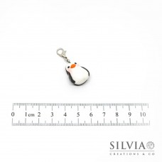 Charm pinguino bianco e nero con moschettone