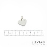 Charm cuore grigio e strass con moschettone