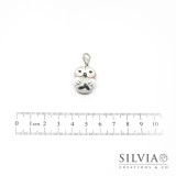 Charm gufo grigio e bianco con moschettone