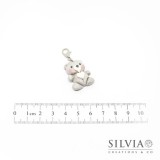 Charm orsetto grigio cuore bianco con moschettone