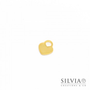 Charm a forma di cuore a lucchetto color oro in acciaio da 12x10 mm