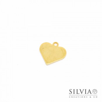 Charm a forma di cuore color oro in acciaio da 16x16 mm