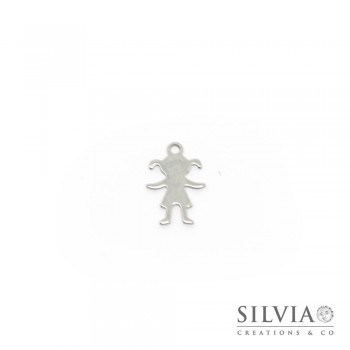 Charm a forma di bambina in acciaio da 16x11 mm