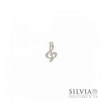 Charm a forma di chiave di violino in acciaio da 15x8 mm