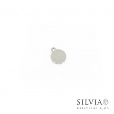 Charm a forma di disco rotondo in acciaio da 12x10 mm