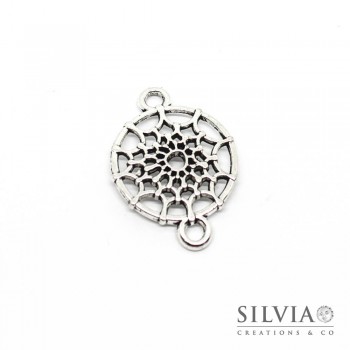 Charm link a forma di acchiappasogni argento antico 32x22 mm