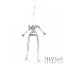 Charm a forma di bambola argento antico in zama 115x18 mm