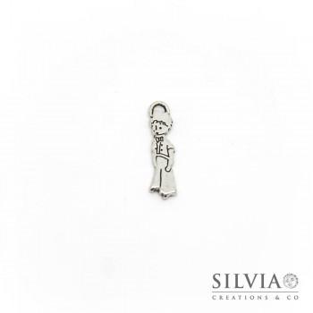 Charm a forma di Piccolo Principe argento antico in zama 22x6 mm