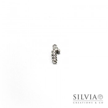 Charm a forma di bastoncino di zucchero argento antico in zama 18x8 mm