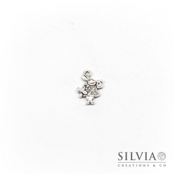 Charm a forma di bianconiglio argento antico in zama 20x15 mm