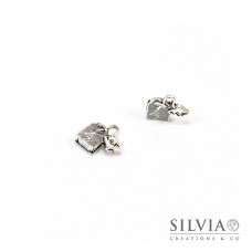 Charm a forma di bustina di tè argento antico in zama 15x15 mm