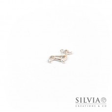 Charm a forma di cane bassotto argento in zama 21x12 mm