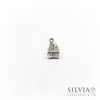 Charm a forma di castello argento antico in zama 21x11 mm