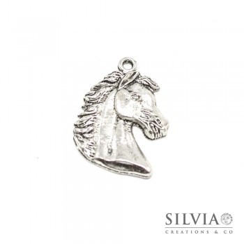 Charm a forma di cavallo argento antico in zama 41x28 mm