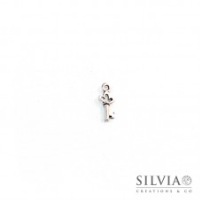Charm a forma di chiave argento antico in zama 18x7 mm