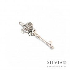 Charm a forma di chiave argento antico in zama 57x19 mm