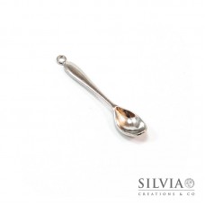 Charm a forma di cucchiaio argento antico in zama 55x11 mm