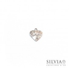 Charm a forma di cuore made with love argento antico in zama 19x17 mm
