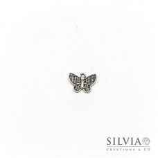 Charm a forma di farfalla argento antico in zama 18x13 mm
