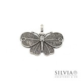 Charm a forma di farfalla argento antico in zama 41x32 mm