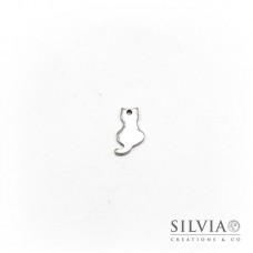 Charm a forma di gatto argento antico in zama 20x11 mm