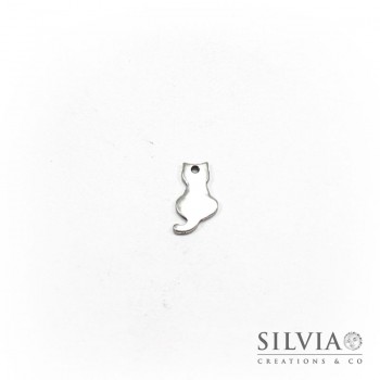 Charm a forma di gatto argento antico in zama 20x11 mm