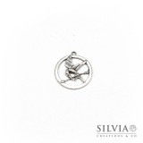 Charm ghiandaia imitatrice argento antico in zama 28x25 mm