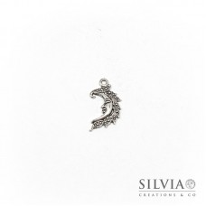 Charm a forma di luna argento antico in zama 25x14 mm