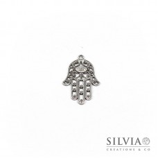 Charm a forma di mano di fatima argento antico in zama 34x25 mm