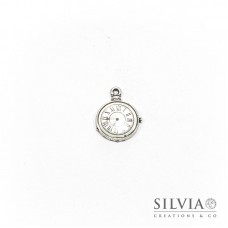 Charm a forma di orologio argento antico in zama 24x18 mm
